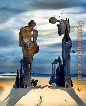 Reminescence Archeologique de I'Angelus de Millet part painting - Salvador Dali Reminescence Archeologique de I'Angelus de Millet part art painting